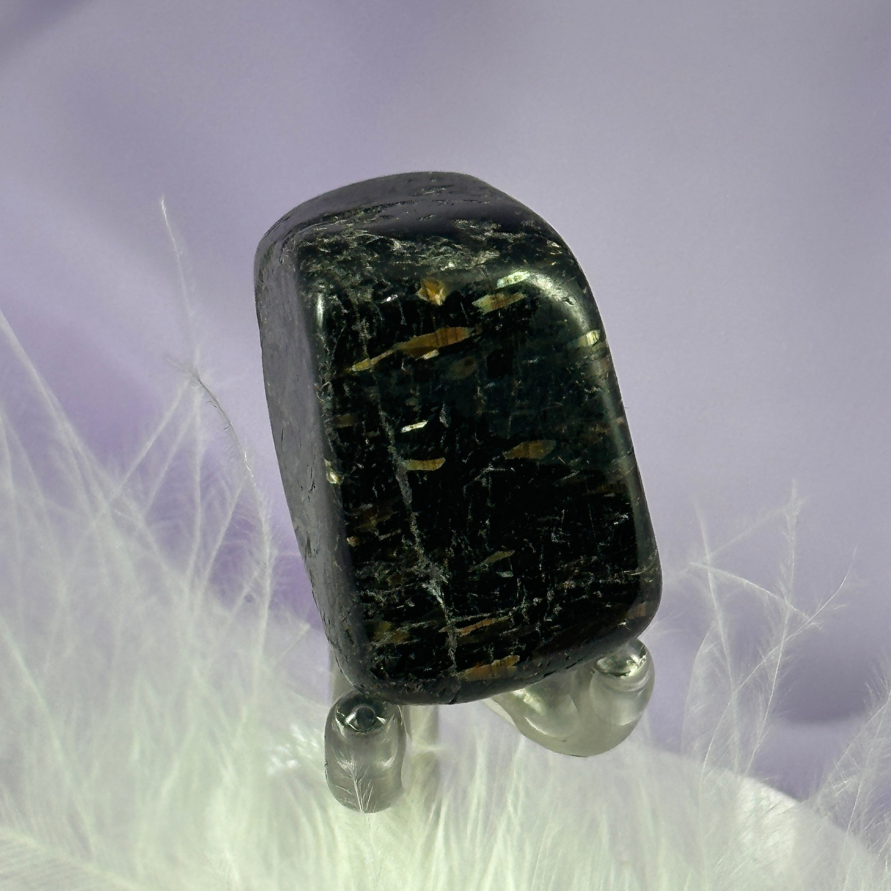 Rare Nuummite crystal tumble stone, Greenland 16.8g SN55932