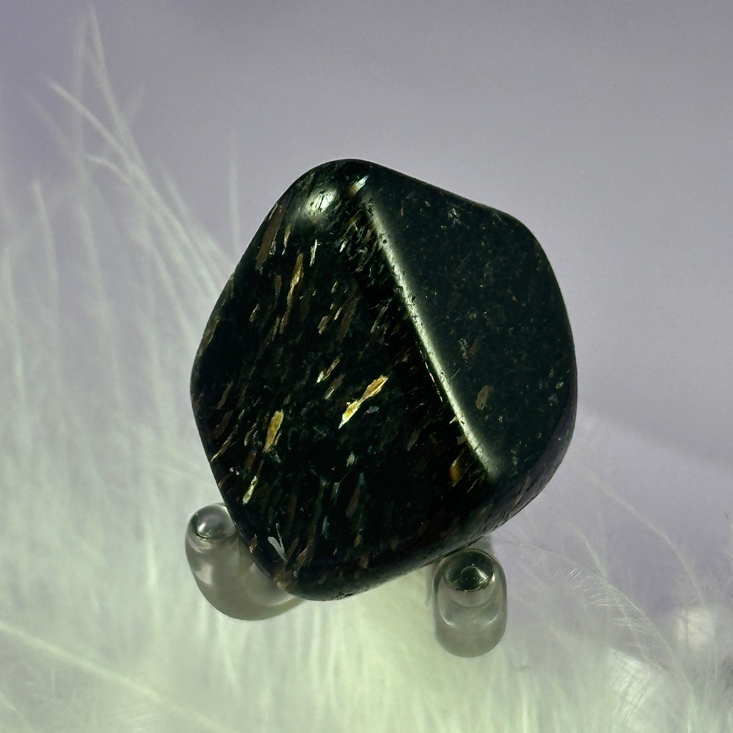 Rare Nuummite crystal tumble stone, Greenland 15.1g SN55934