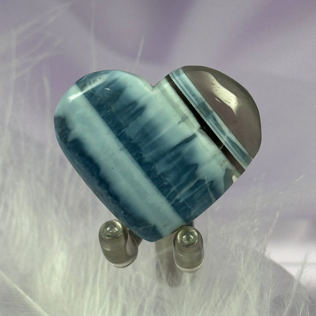 Rare small Owyhee Blue Opal with Smoky Quartz crystal heart 4.7g SN55783