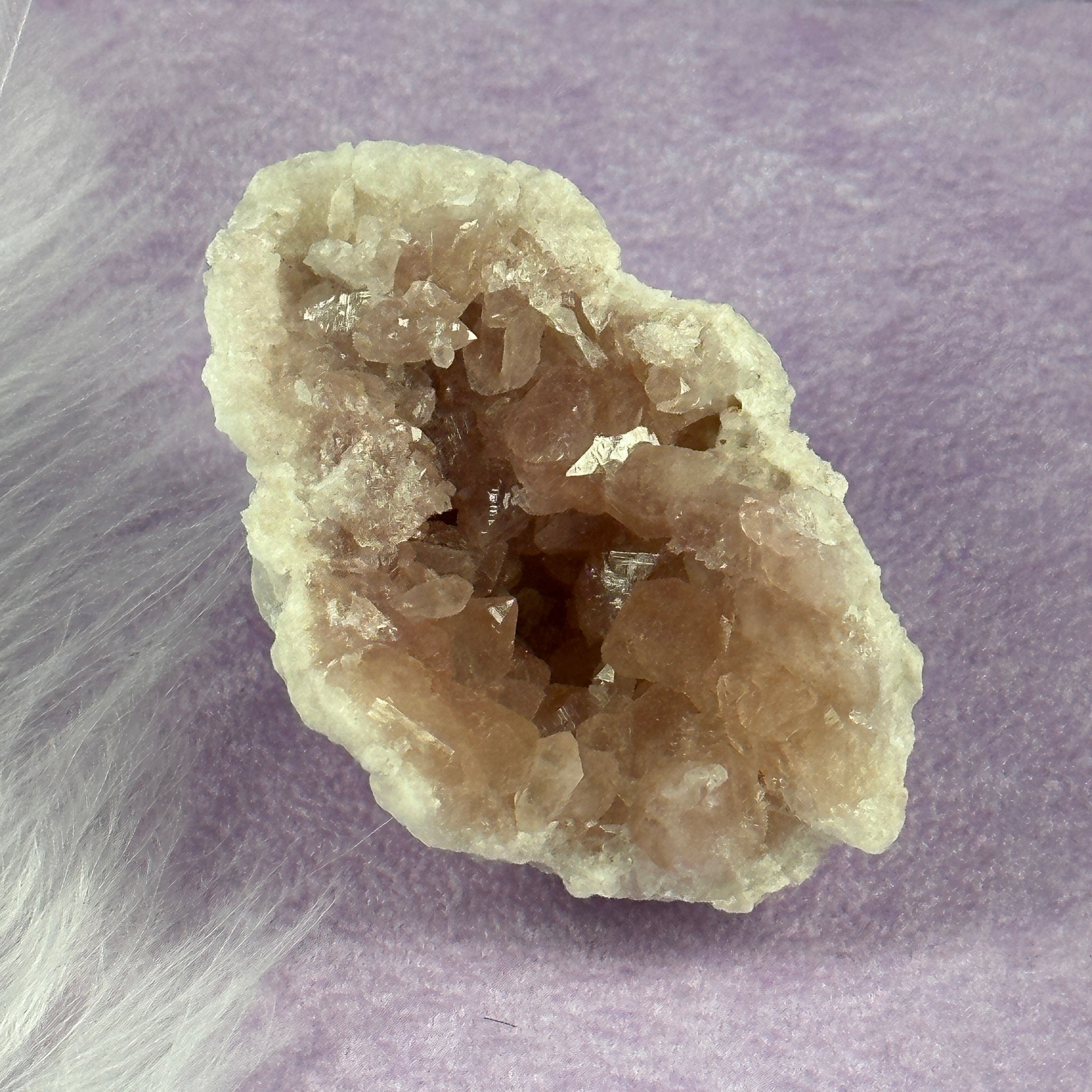 Rare A grade Pink Amethyst geode half 53g SN55749