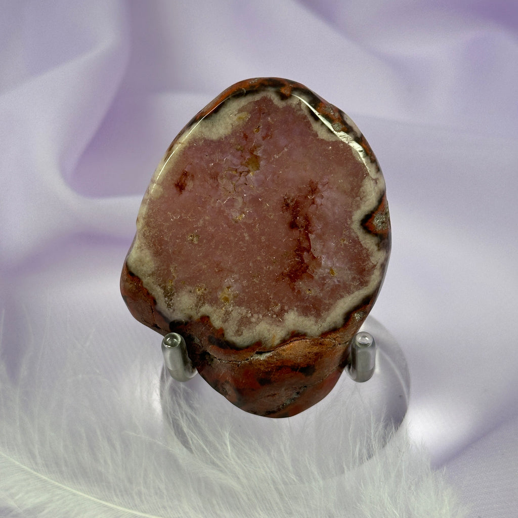 Rare Pink Amethyst polished geode slice 43g SN49856