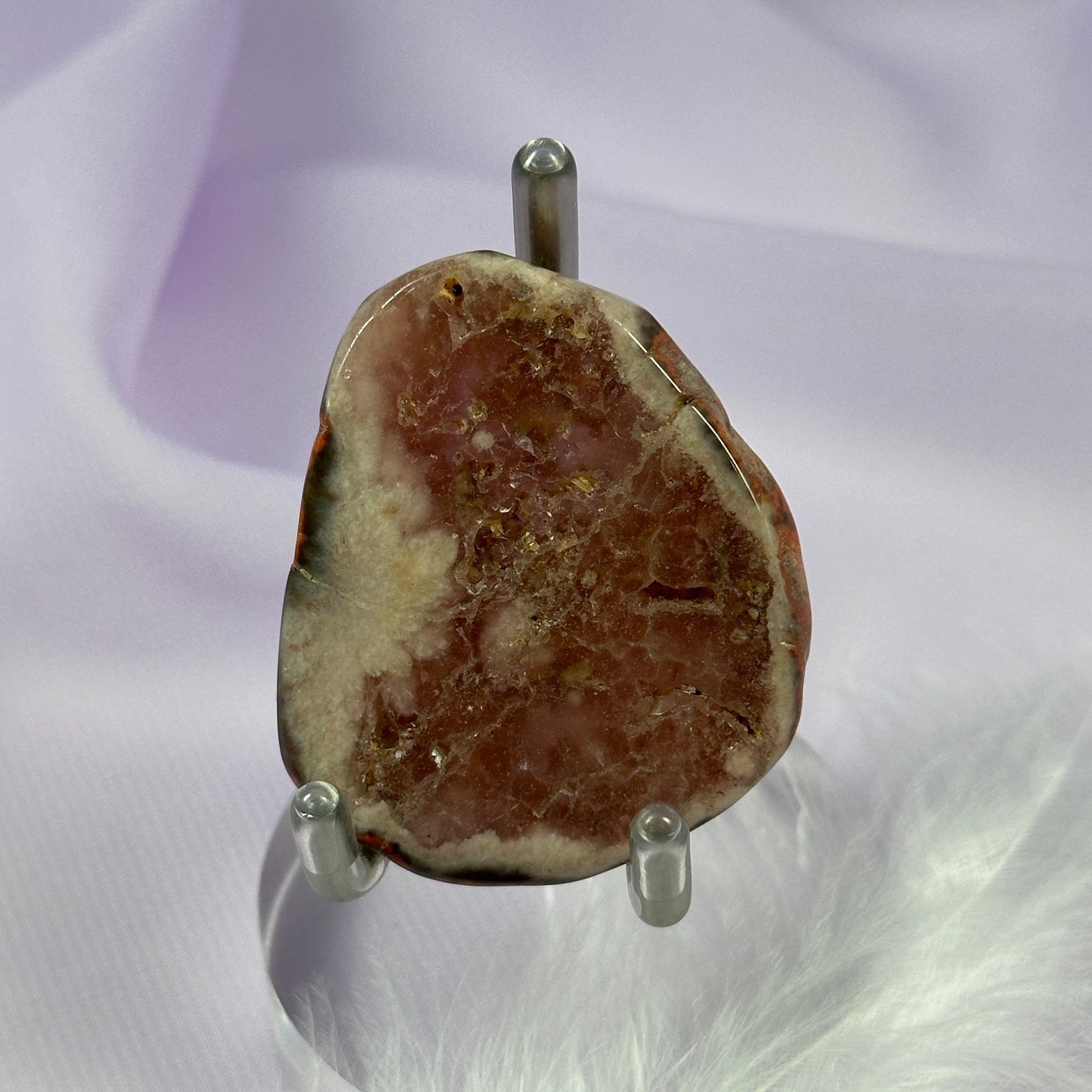 Rare Pink Amethyst polished geode slice 22g SN49864
