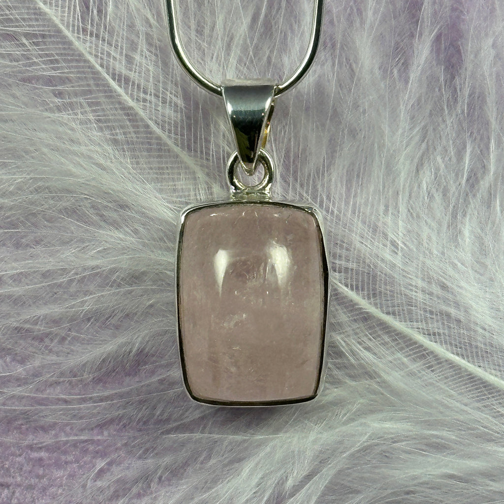 925 Silver Morganite crystal pendant, Pink Beryl 5.1g SN55990