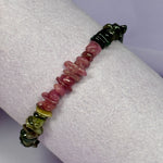 Pink, Green, Brown/Dravite Tourmaline crystal chip bracelet 10.9g SN52329