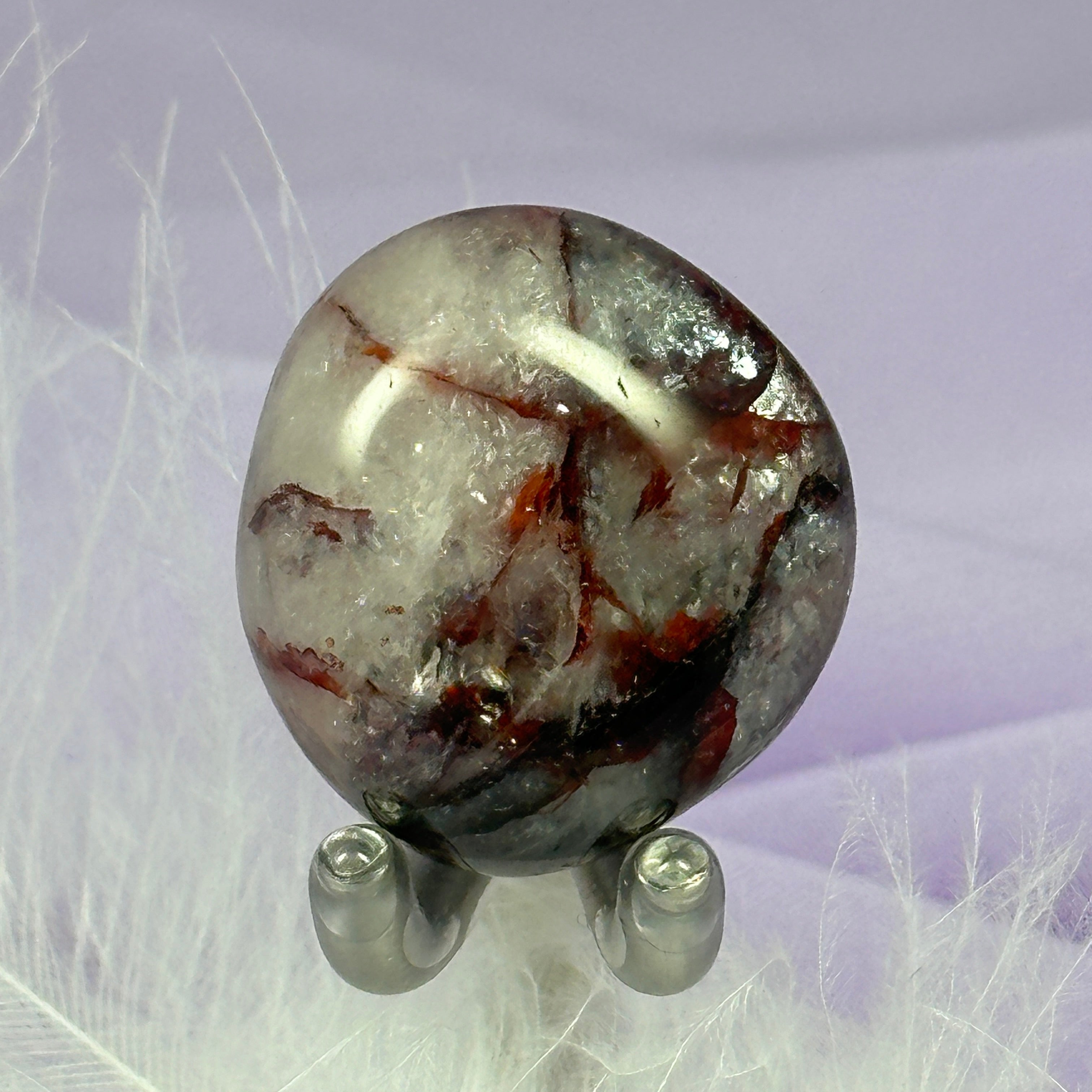 Red Fire Hematite Quartz crystal tumble stone 14.1g SN56200