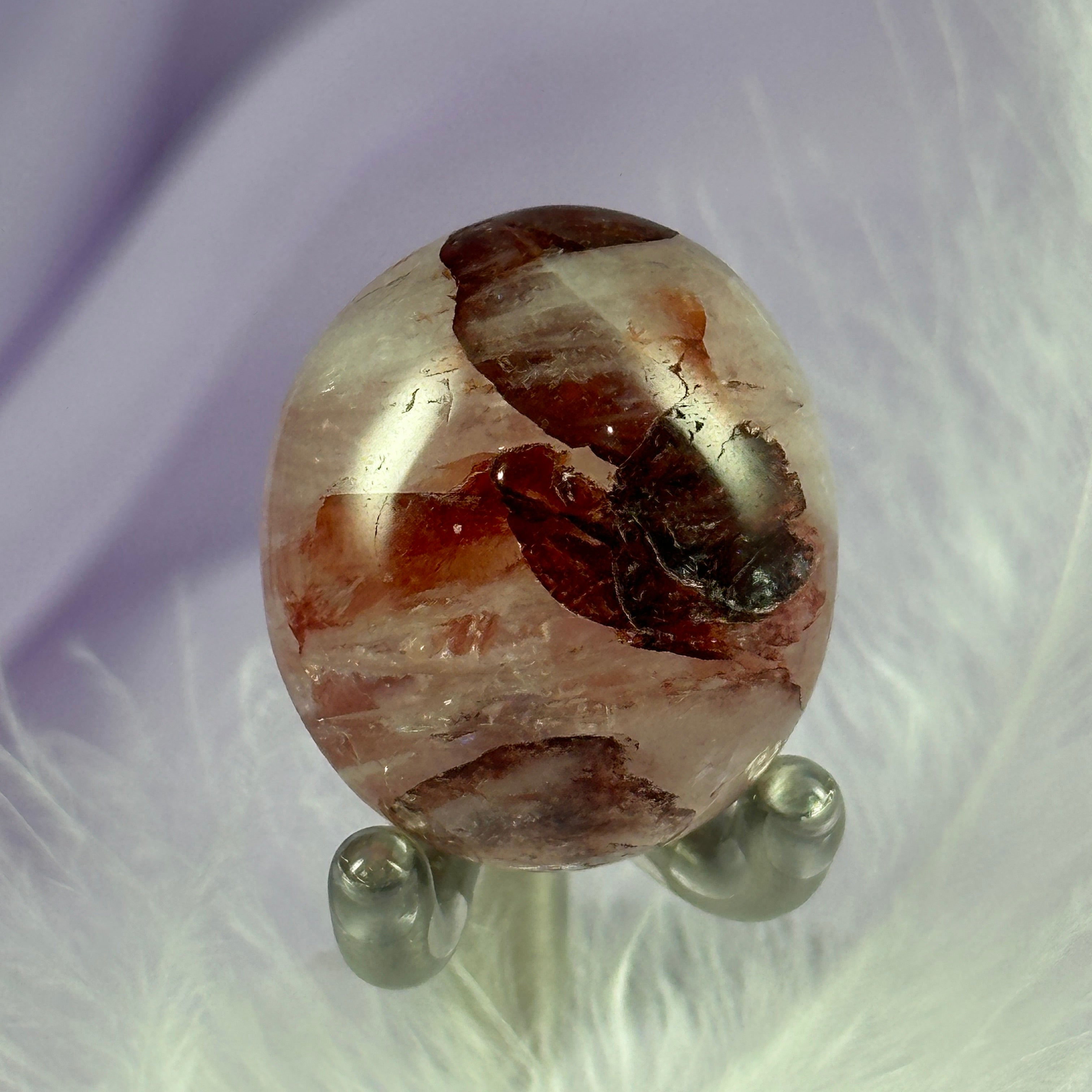 Red Fire Hematite Quartz crystal tumble stone 16.1g SN56205