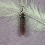 925 Silver Rhodonite in Quartz crystal double terminated point pendant 3.8g SN53002