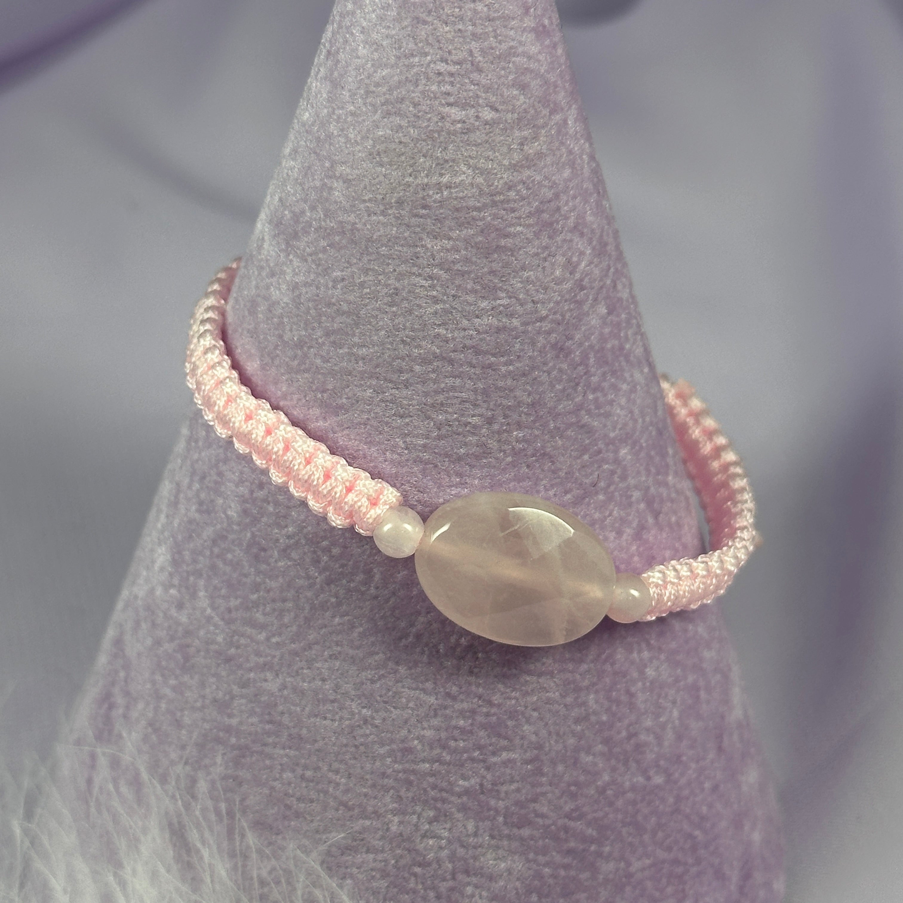 Rose Quartz facet bead friendship bracelet, adjustable for child or adult SN7227