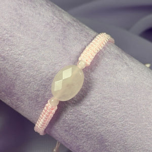 Rose Quartz facet bead friendship bracelet, adjustable for child or adult SN7225