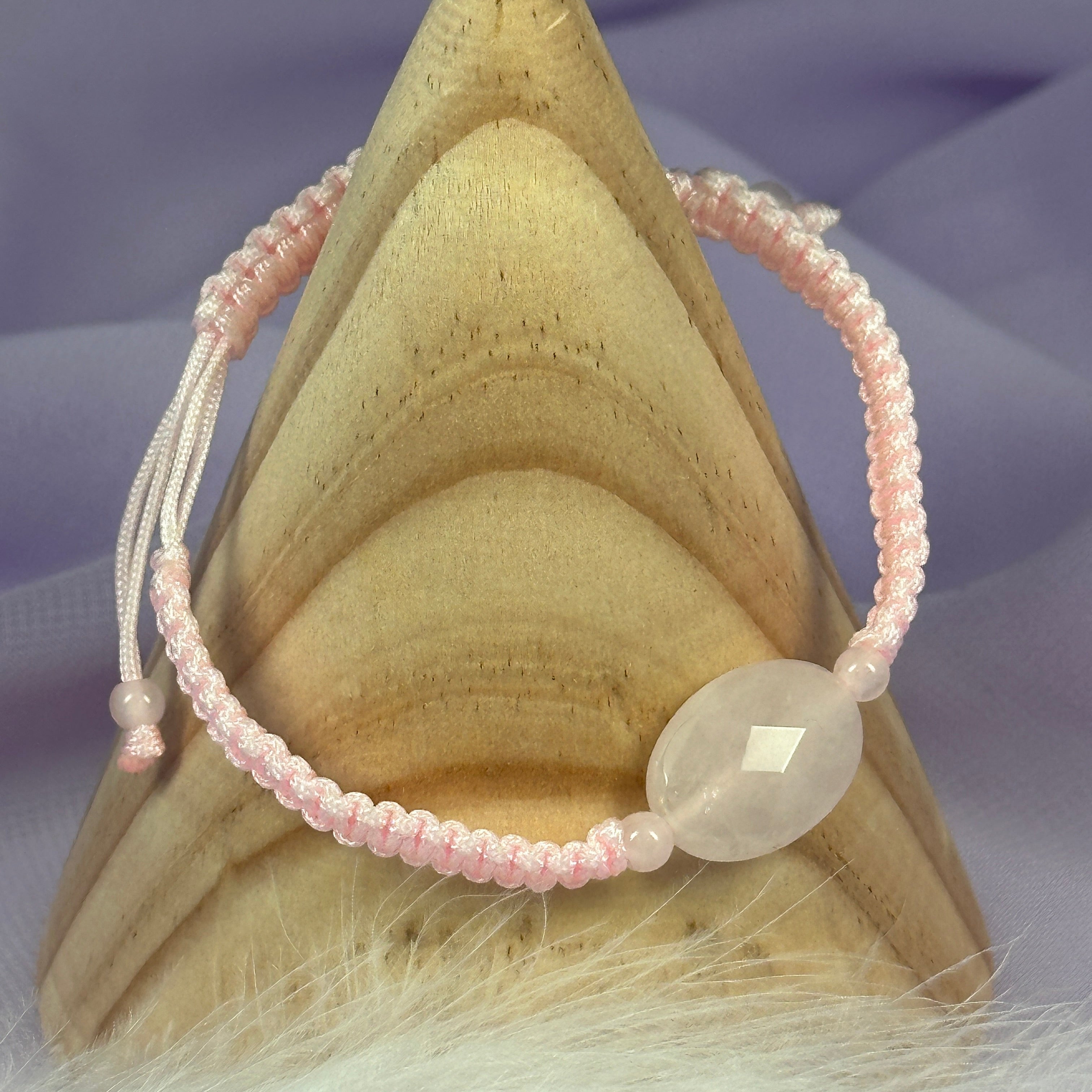 Rose Quartz facet bead friendship bracelet, adjustable for child or adult SN7225