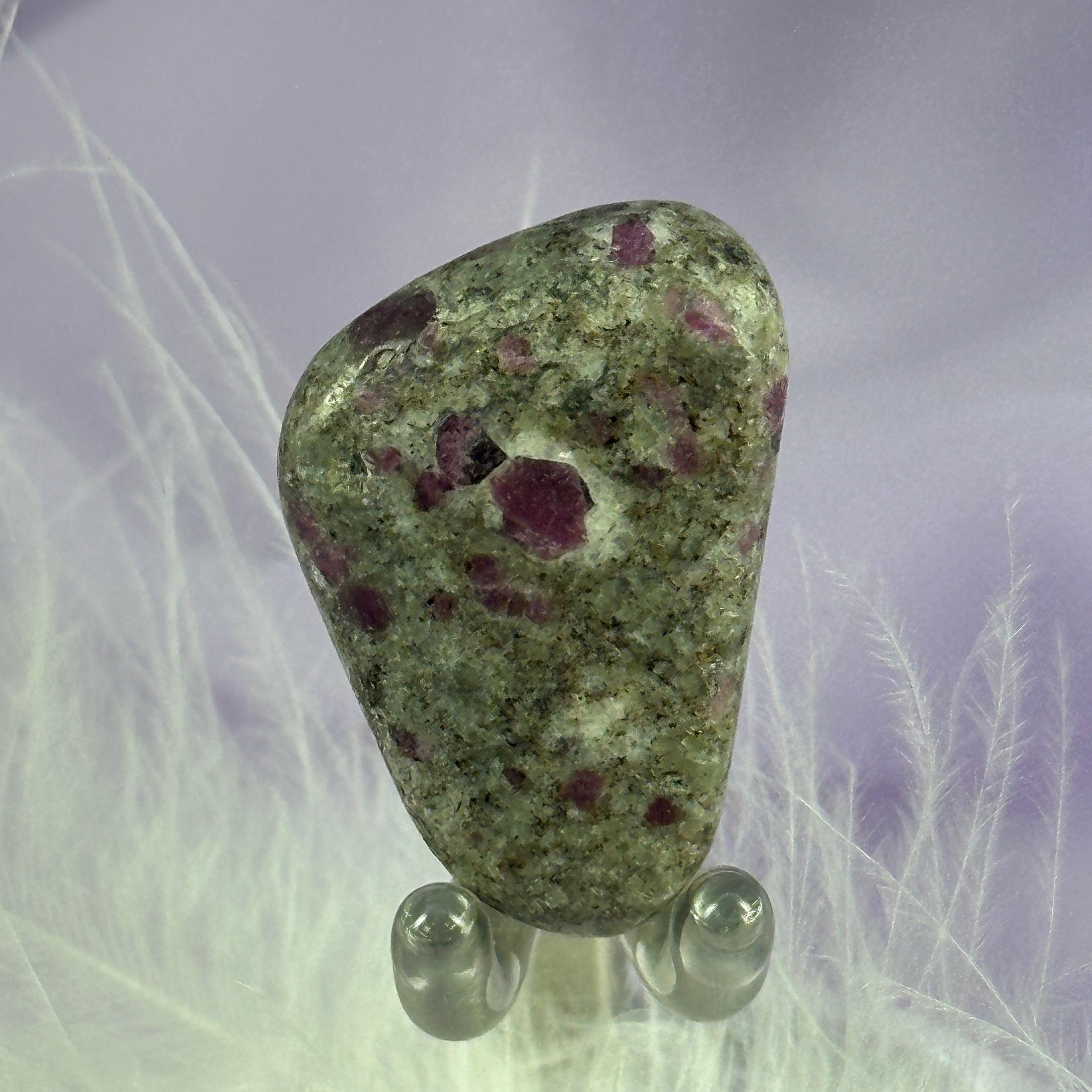 Ruby in Feldspar crystal tumble stone 10.6g SN21959