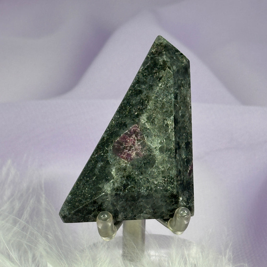 Polished flat piece of Pink Spinel in Aventurine crystal 15.9g SN32875