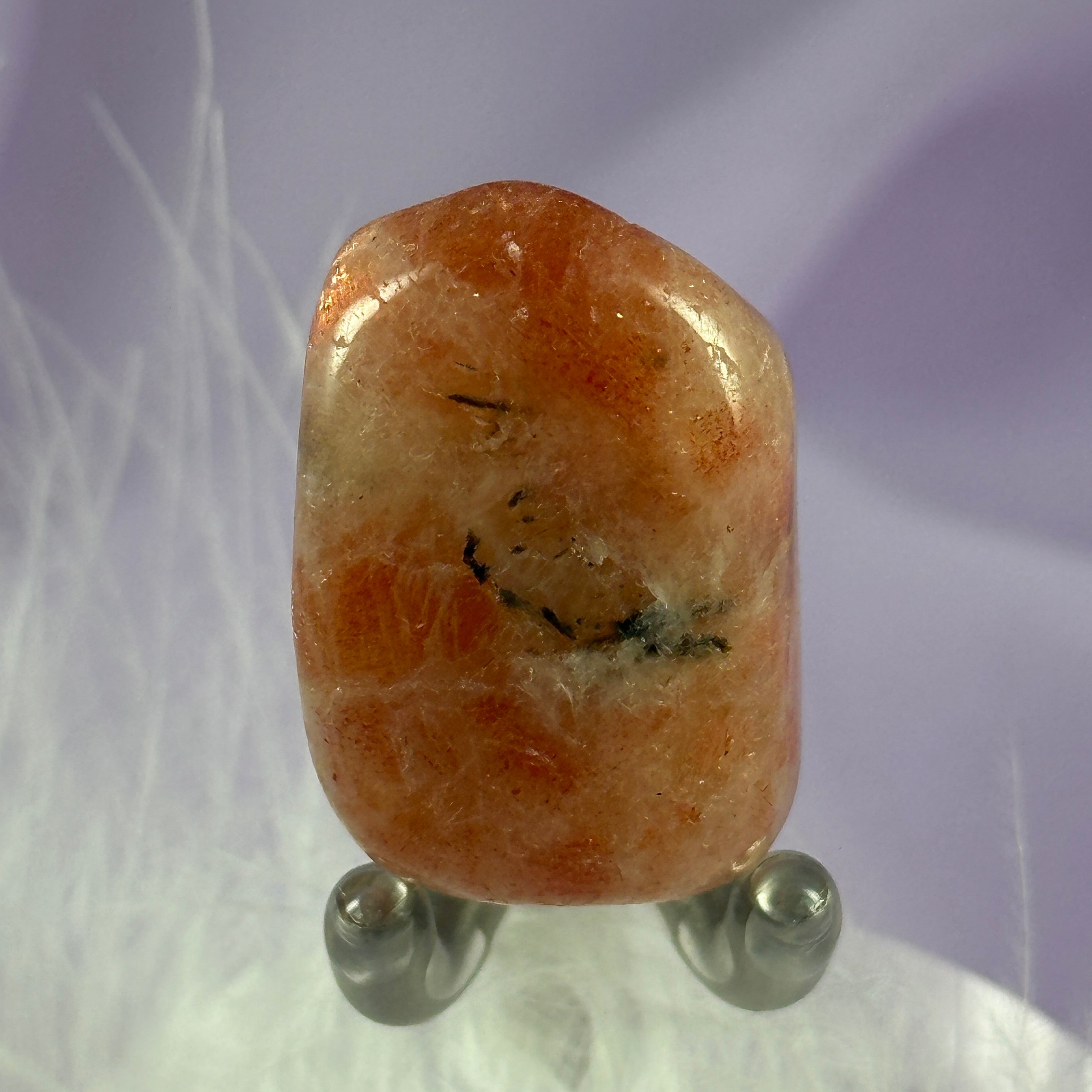 Sunstone crystal tumble stone, great flashes 12.0g SN44049