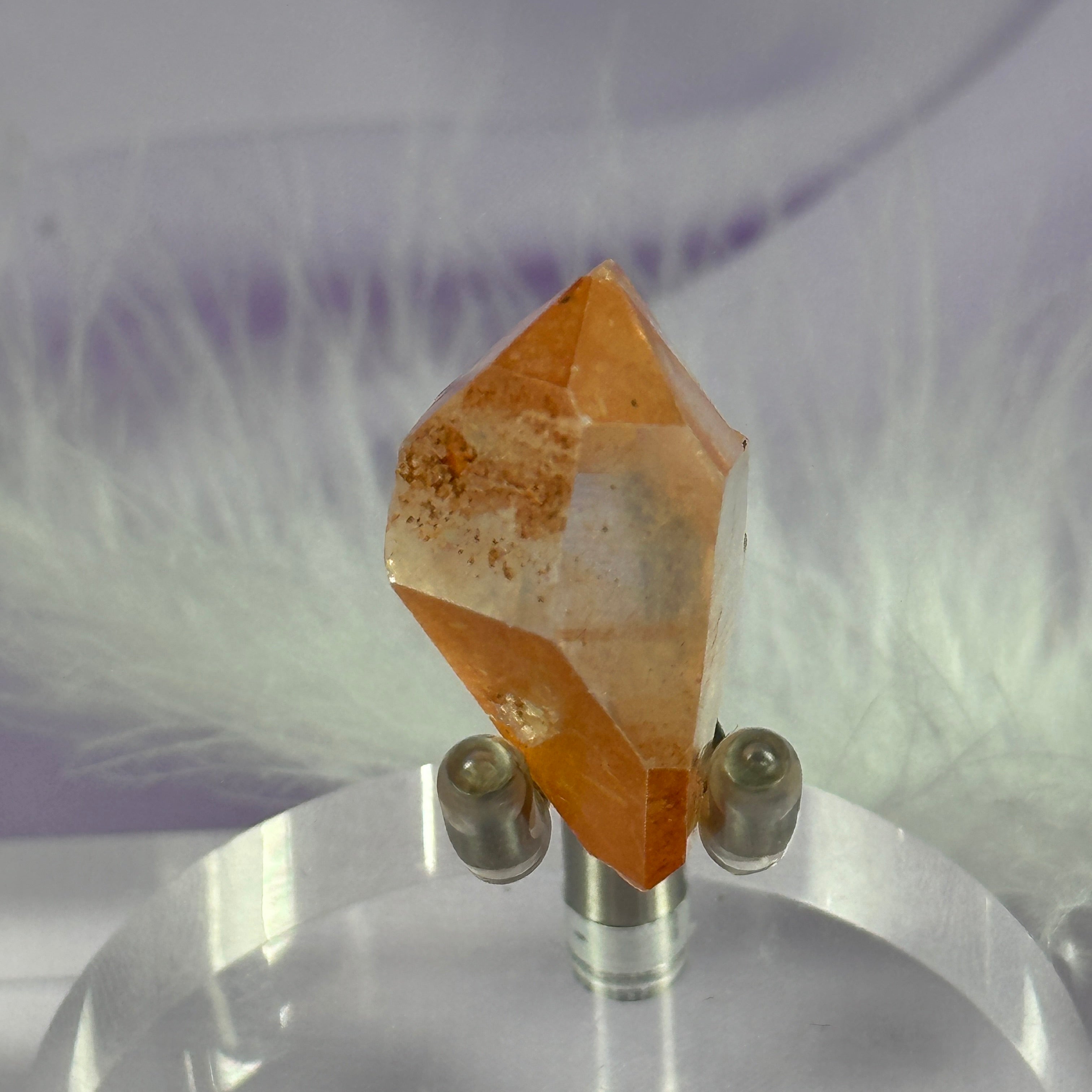 Rare small natural Peach, Tangerine Lemurian Seed Quartz point 9.5g SN24096