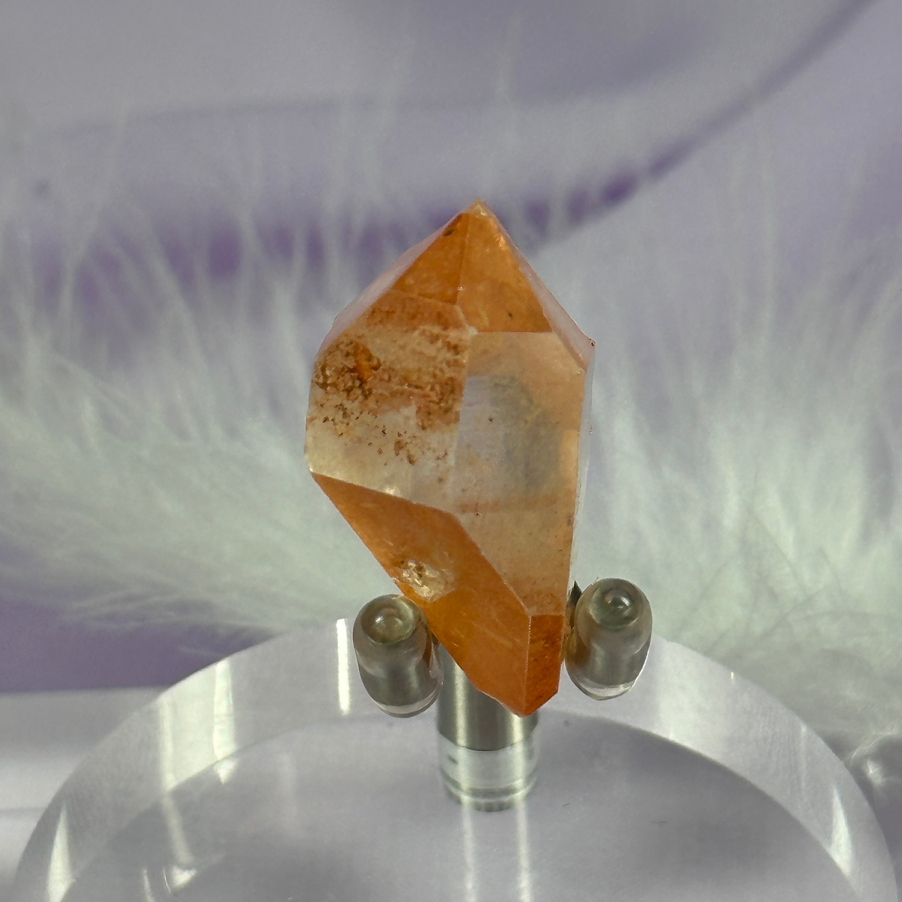 Rare small natural Peach, Tangerine Lemurian Seed Quartz point 9.5g SN24096