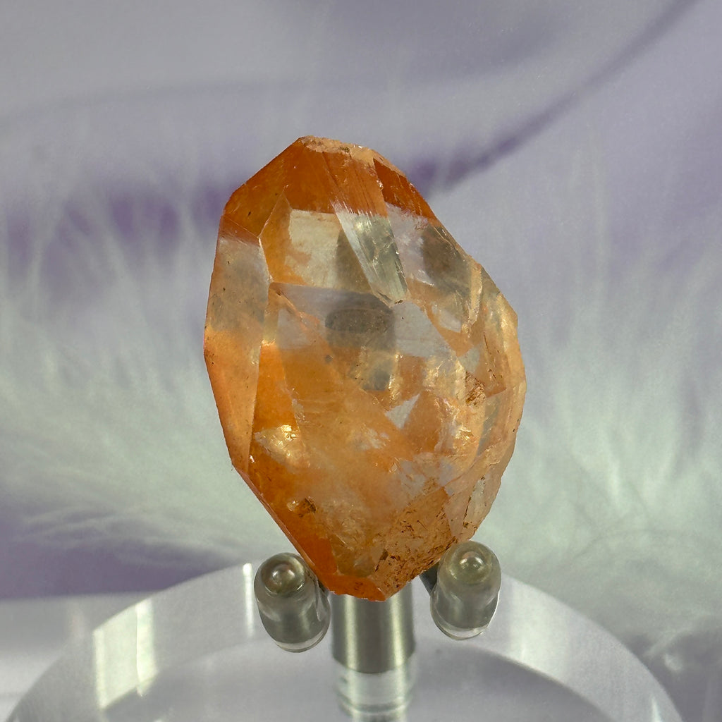 Rare small natural Peach, Tangerine Lemurian Seed Quartz point 9.5g SN24096