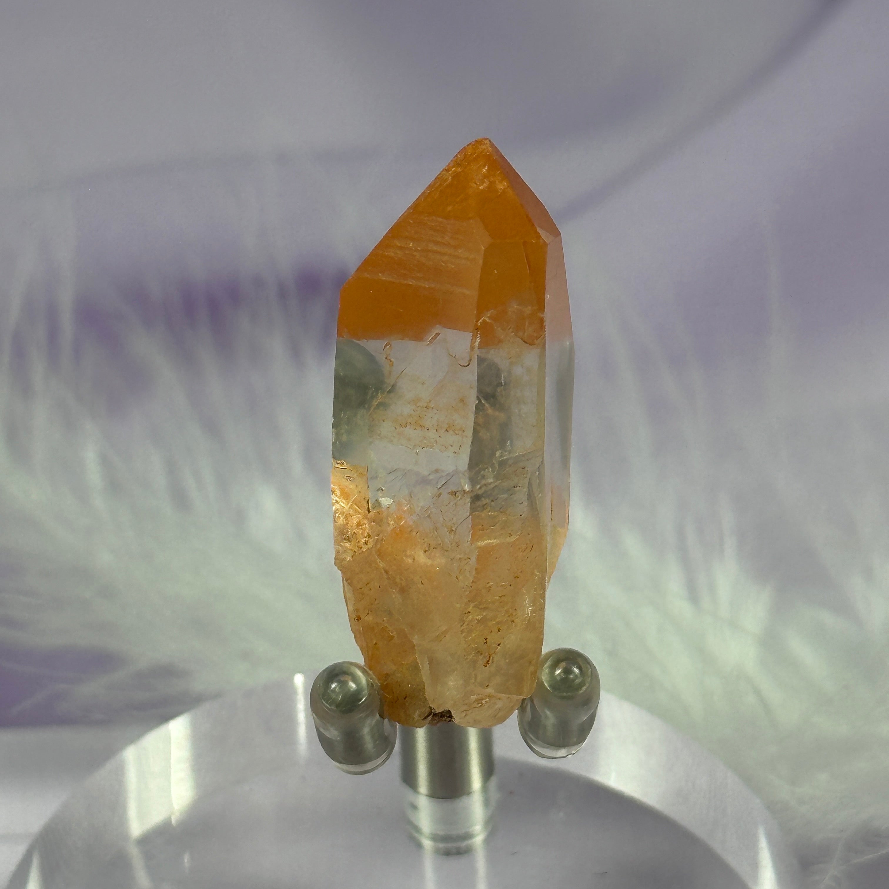 Rare small natural Peach, Tangerine Lemurian Seed Quartz point 8.9g SN24098