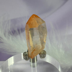 Rare small nat. Peach Lemurian Seed Quartz point Self Healed, Key 8.4g SN27687