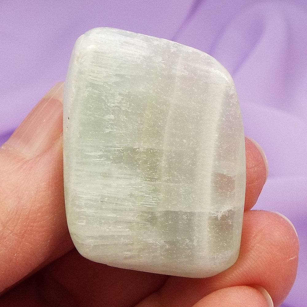 Pistachio Green Calcite tumblestone 'New Possibilities' 18.5g SN46632
