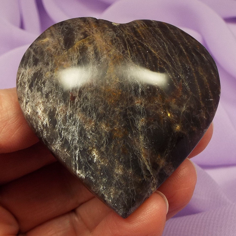 Black Moonstone heart, Northosite 'Aid To Divination' 77g SN51694
