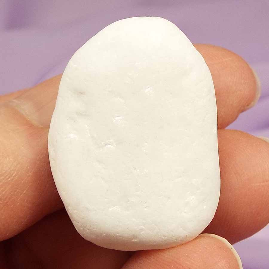 Rare pure white shimmering Angelinite tumble stone 17.4g SN53745