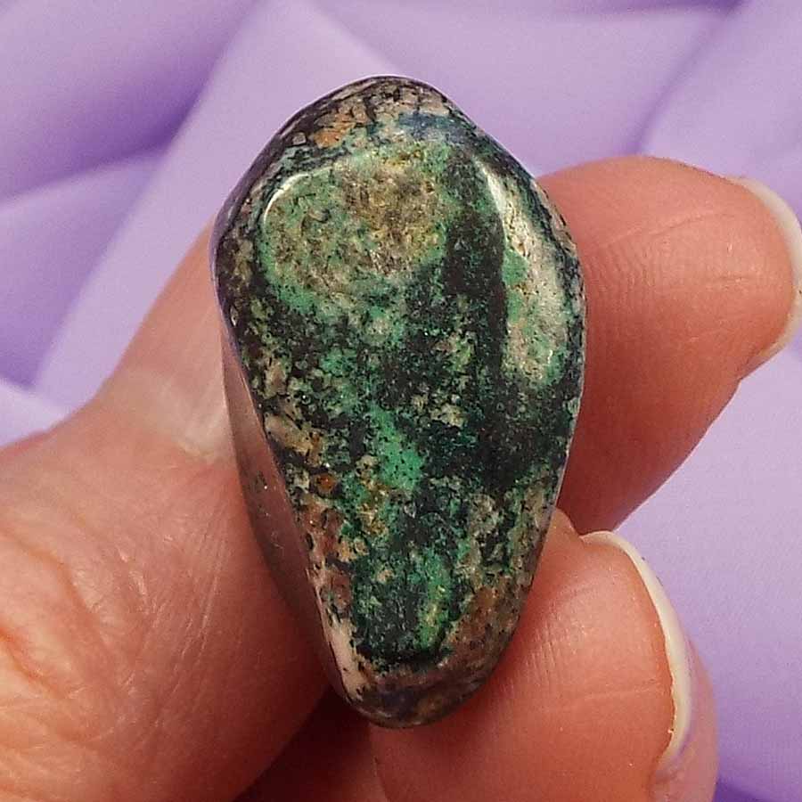 Cobaltean Calcite Copper Malachite tumblestone 'Self Discovery' 21g SN34246
