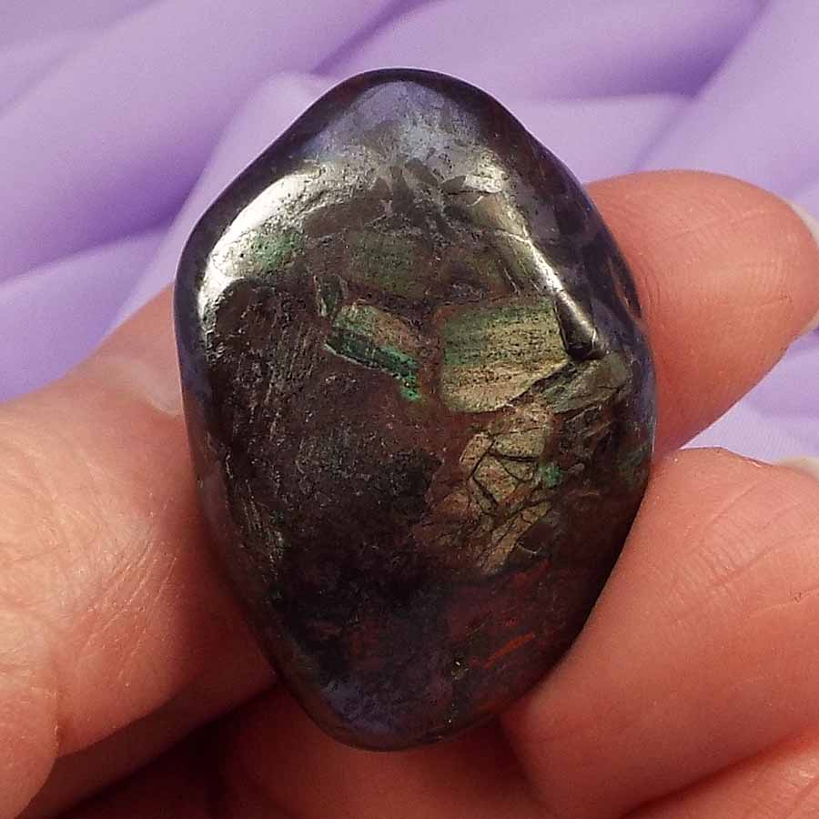 Cobaltean Calcite Copper Malachite tumblestone 'Self Discovery' 34g SN34249