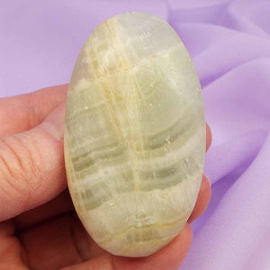 Banded Green Calcite palm stone 'New Possibilities' 61g SN46274