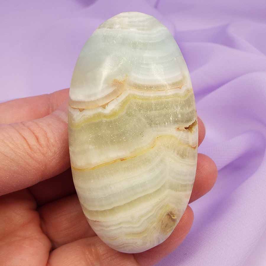 Banded Green Calcite palm stone 'New Possibilities' 110g SN46276