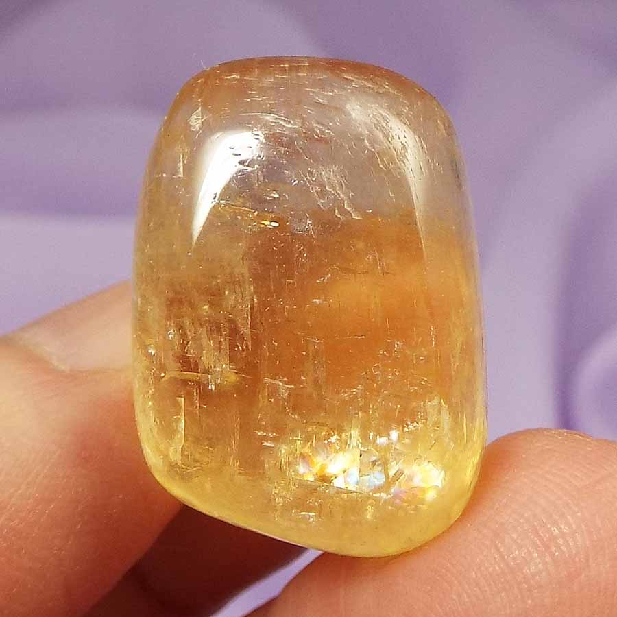 Honey Calcite tumble stone, Rainbows 'Feel Clear Headed' 12.2g SN51640