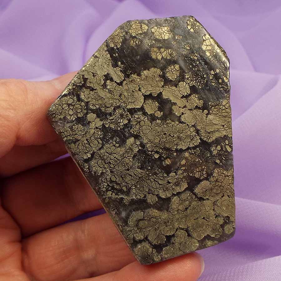 Rare Marcasite in Agate polished slice 62g SN54291