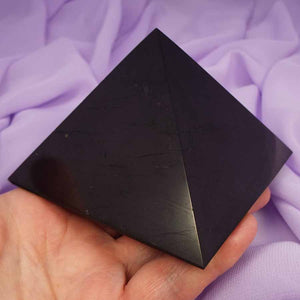 Large Shungite 10cm square base polished pyramid 586g SN45643