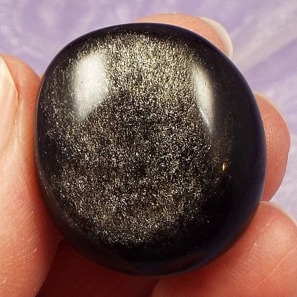 Lovely flash Silver Sheen Obsidian tumblestone 'Emotional Support' 17.1g SN44283