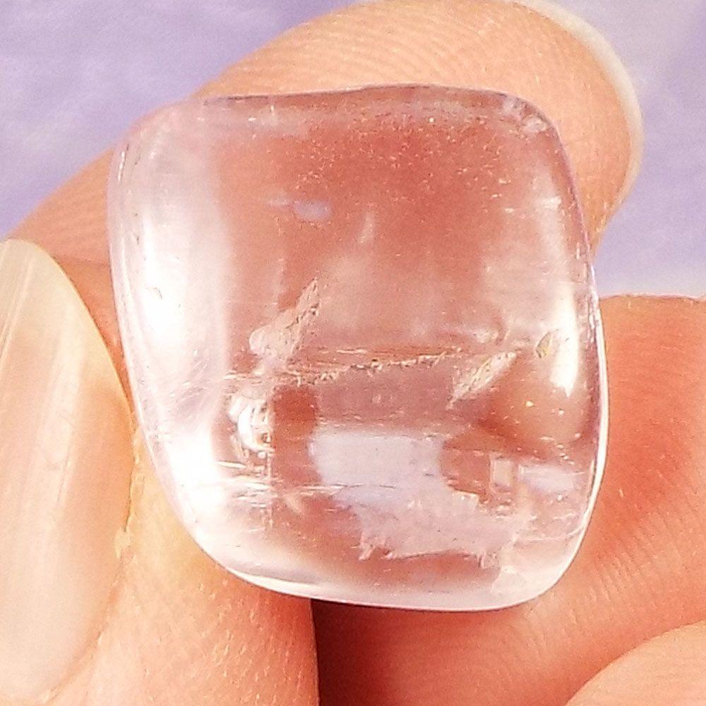Clear Pink Kunzite tumblestone 'Clear Emotional Debris' 6.1g SN36756